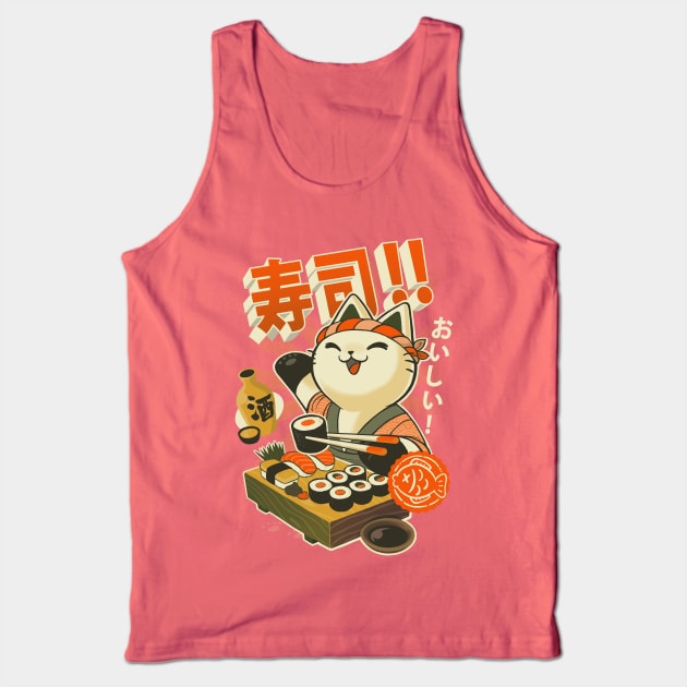 Sushi Chef - Cute Kitchen Kitty - Japanese Restaurant Tank Top by BlancaVidal